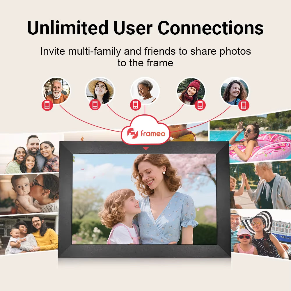 10.1" Touch Screen Digital Picture Frame 32GB Share Photo Video and Best Wishes via Frameo App Smart WIFI Digital Photo Frame