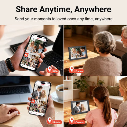 10.1" Touch Screen Digital Picture Frame 32GB Share Photo Video and Best Wishes via Frameo App Smart WIFI Digital Photo Frame