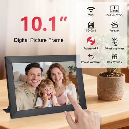 10.1" Touch Screen Digital Picture Frame 32GB Share Photo Video and Best Wishes via Frameo App Smart WIFI Digital Photo Frame